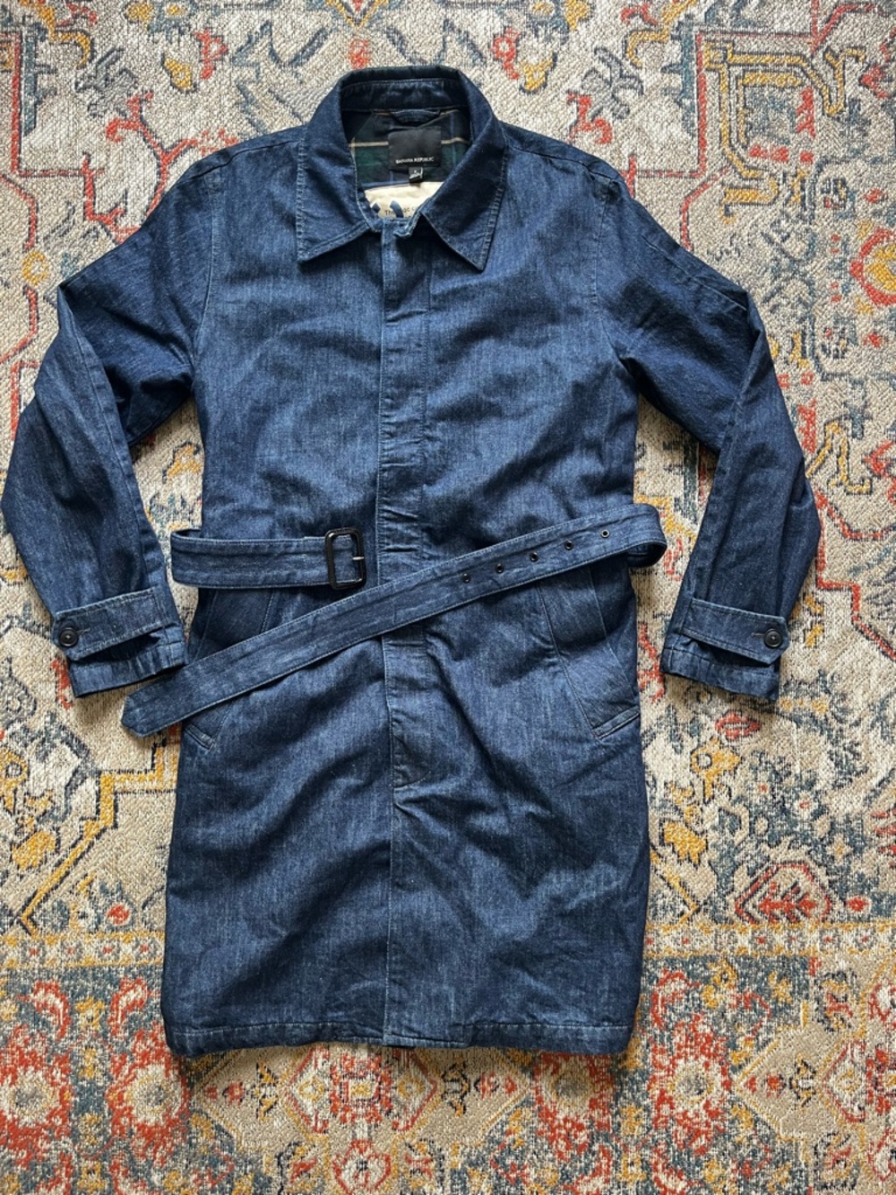 Banana Republic Dark Blue Denim Trench Coat with Belt S